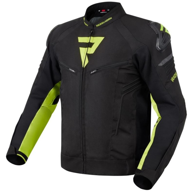 Giacca da moto Rebelhorn Vandal nero-giallo fluo Saldi