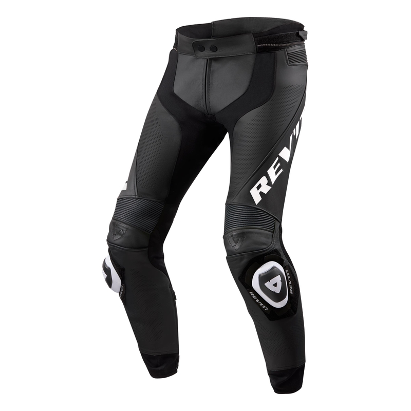 Pantaloni da moto Revit Apex bianchi e neri estesi