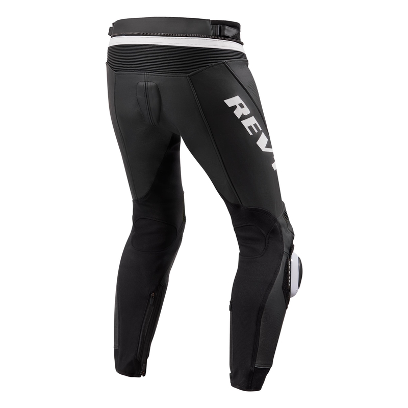 Pantaloni da moto Revit Apex bianchi e neri estesi