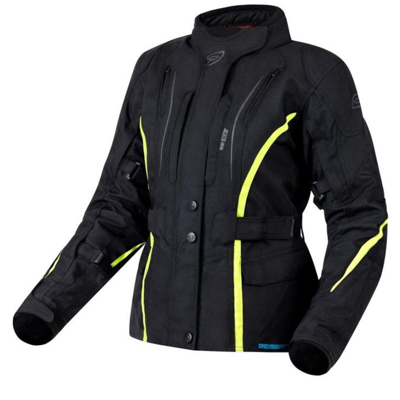 Giacca da moto Ozone Sahara nero-giallo fluo da donna Saldi