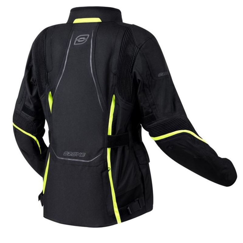 Giacca da moto Ozone Sahara nero-giallo fluo da donna Saldi