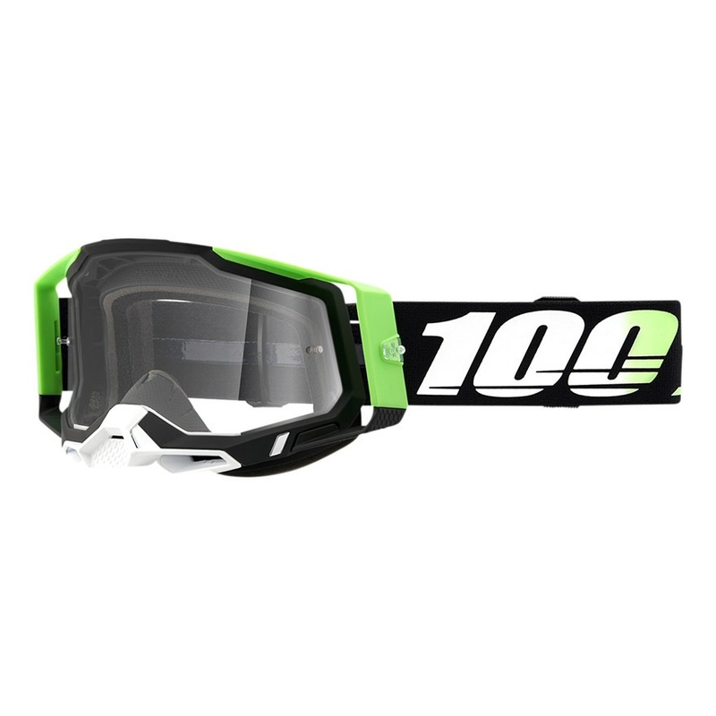 Occhiali da motocross 100% RACECRAFT 2 Calcutta nero-verde (plexi trasparente)