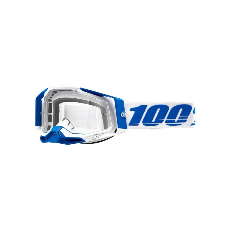Occhiali da motocross 100% RACECRAFT 2 Isola blu e bianco (plexi trasparente)