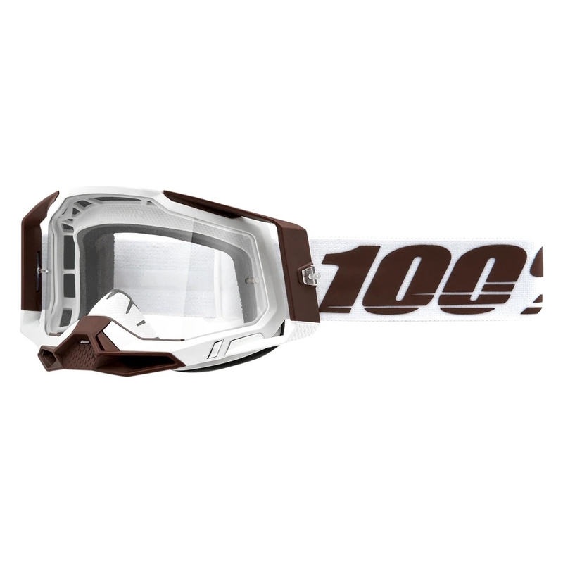 Occhiali da motocross 100% RACECRAFT 2 Snowbird marrone e bianco (plexi trasparente)