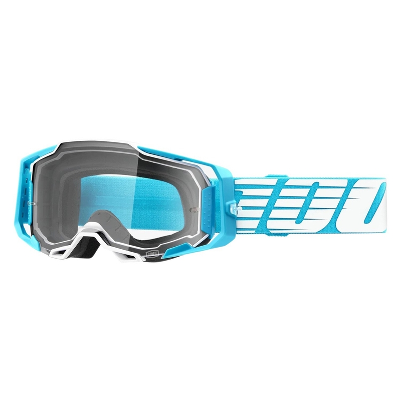 Occhiali da motocross 100% ARMEGA Oversize Sky turchese (plexi trasparente)