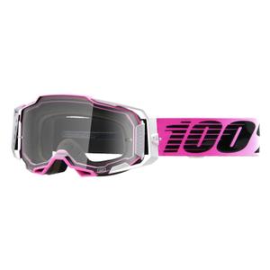 Occhiali da motocross 100% ARMEGA Harmony nero-bianco-rosa (plexi trasparente)