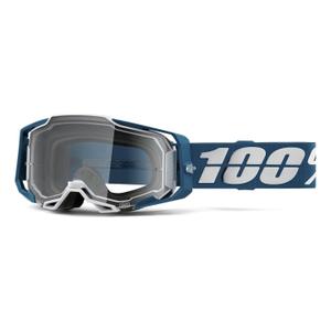 Occhiali da motocross 100% ARMEGA Albar blu e bianco (plexi trasparente)