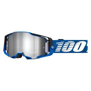 Occhiali da motocross 100% ARMEGA Rockchuck nero-bianco-blu (plexi argento)