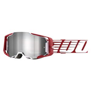Occhiali da motocross 100% ARMEGA Oversized Deep white-red (plexi argento)