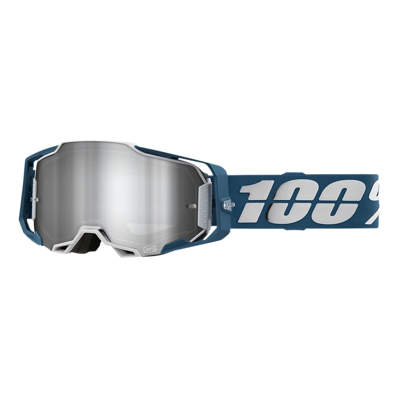 Occhiali da motocross 100% ARMEGA Albar grigio-blu (plexi argento)