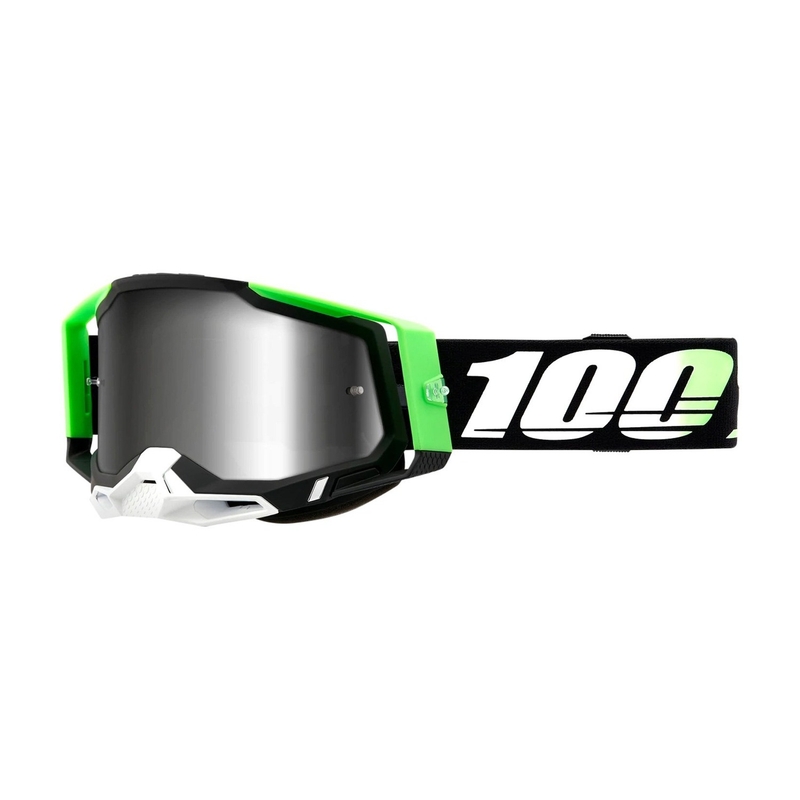 Occhiali da motocross 100% RACECRAFT 2 Calcutta verde-bianco-nero (plexi argento)