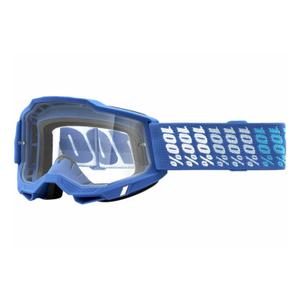 Occhiali da motocross 100% ACCURI 2 Yarger bianco-blu (plexi trasparente)