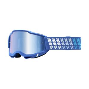 Occhiali da motocross 100% ACCURI 2 Yarger bianco e blu (plexi blu)