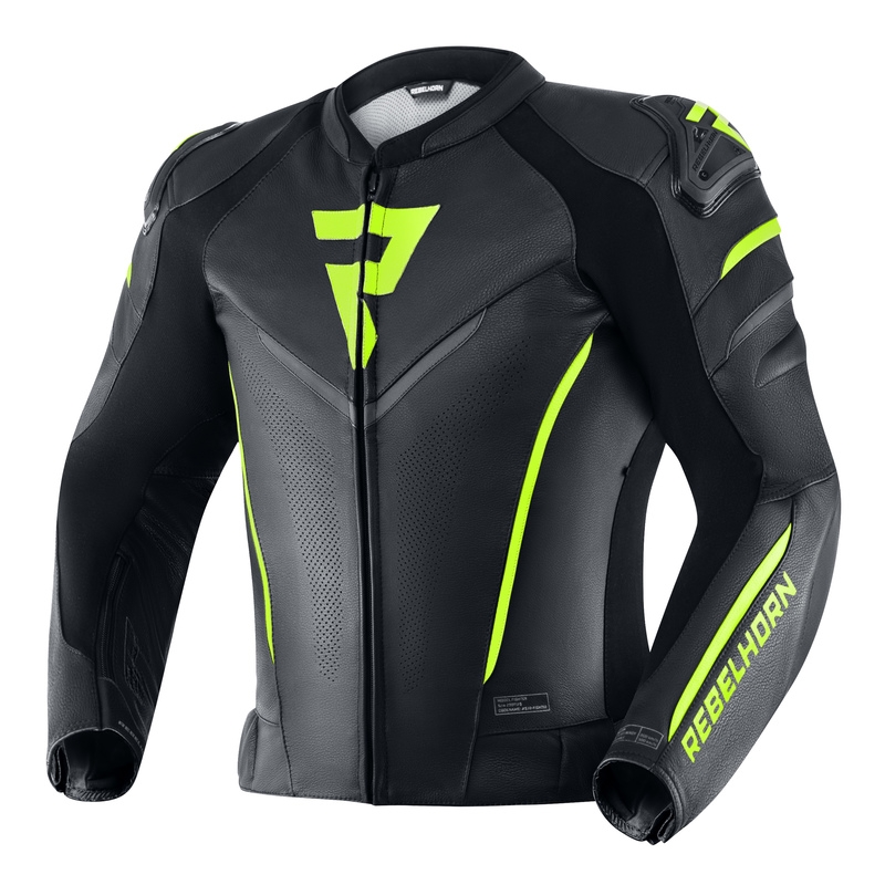Giacca da moto Rebelhorn Fighter nero-giallo fluo Saldi