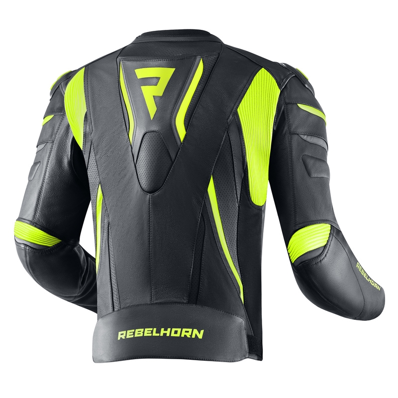 Giacca da moto Rebelhorn Fighter nero-giallo fluo Saldi