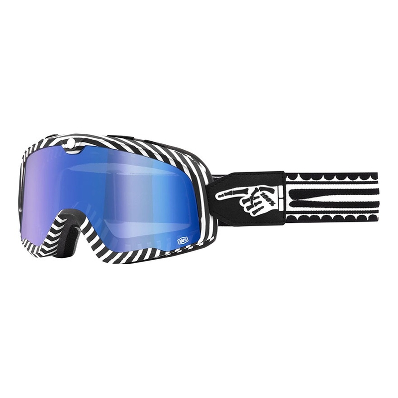 Occhiali 100% BARSTOW Death Spray bianco-nero (plexi blu)