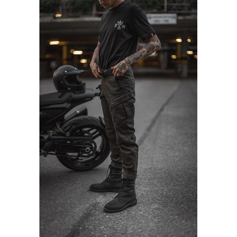 Jeans moto PANDO MOTO Mark Kev verde oliva Saldi