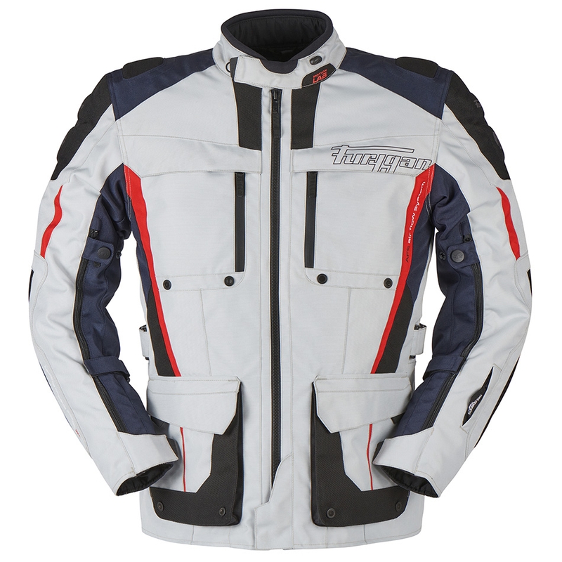 Giacca da moto Furygan Brevent 3 in 1 grigio-nero-rosso-blu Saldi