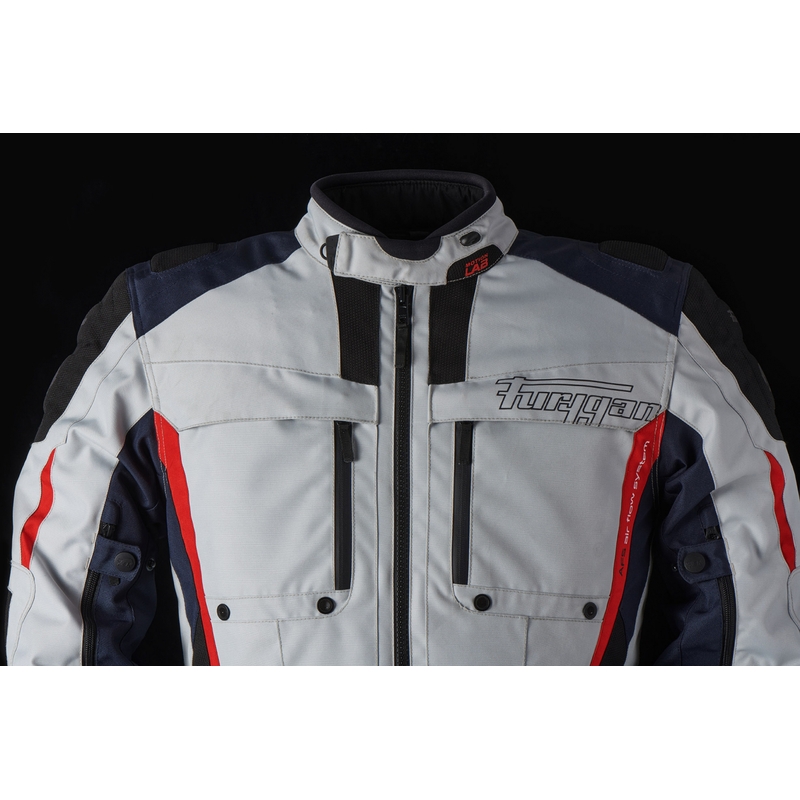 Giacca da moto Furygan Brevent 3 in 1 grigio-nero-rosso-blu Saldi