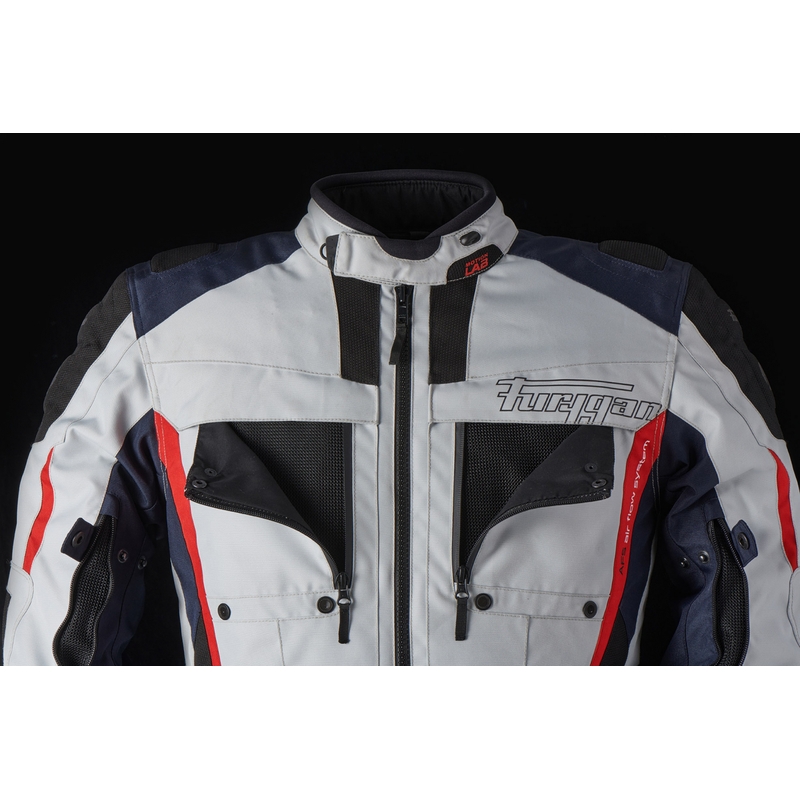Giacca da moto Furygan Brevent 3 in 1 grigio-nero-rosso-blu Saldi