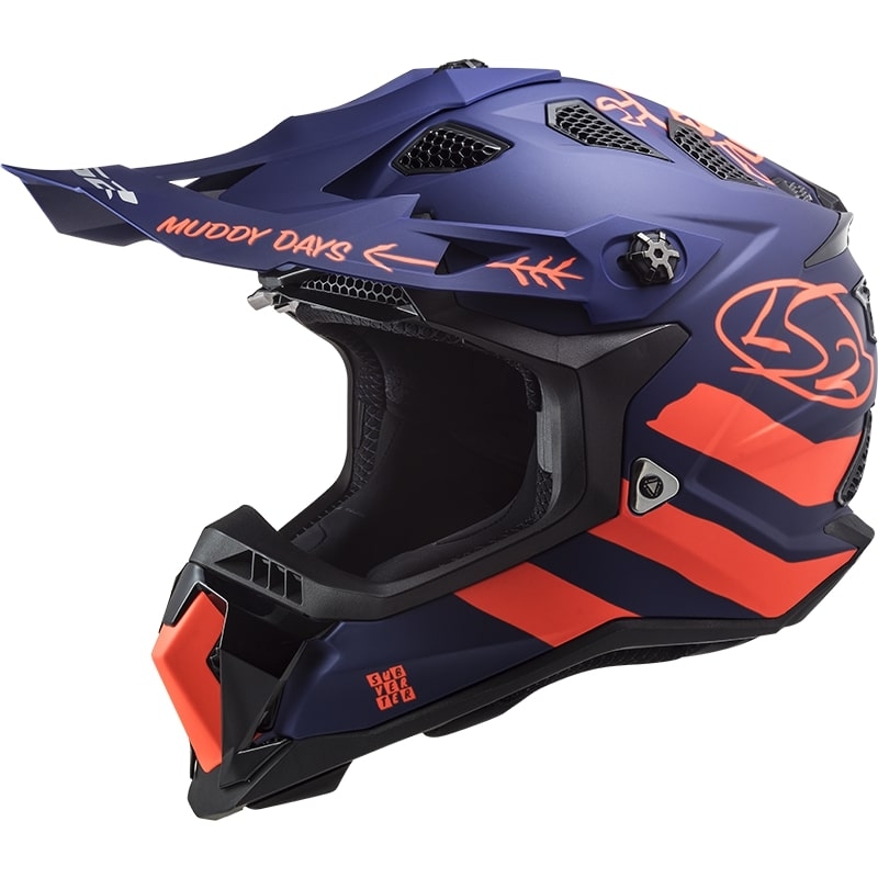 Casco da motocross LS2 MX700 Subverter Cargo blu-arancio fluo opaco