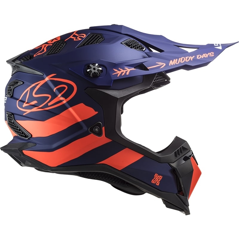 Casco da motocross LS2 MX700 Subverter Cargo blu-arancio fluo opaco