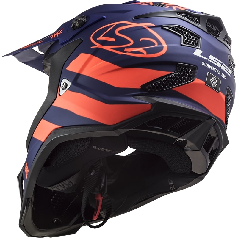 Casco da motocross LS2 MX700 Subverter Cargo blu-arancio fluo opaco