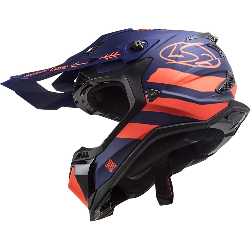 Casco da motocross LS2 MX700 Subverter Cargo blu-arancio fluo opaco