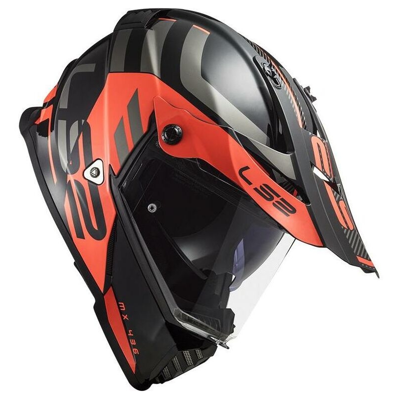 Casco Enduro LS2 MX436 Pioneer Evo Adventurer nero-arancio opaco