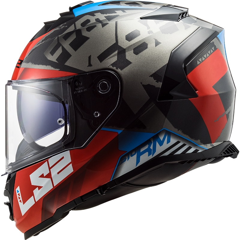 Casco moto integrale LS2 FF800 Storm Sprinter nero-rosso-titanio