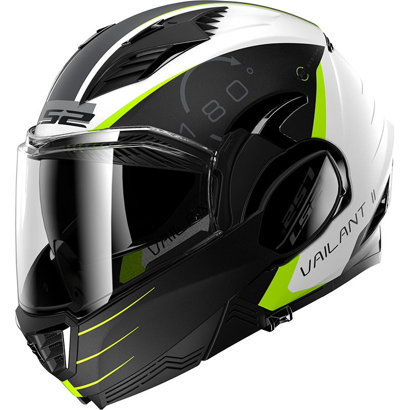 Casco moto pieghevole LS2 FF900 Valiant II Codex nero-giallo fluo-bianco