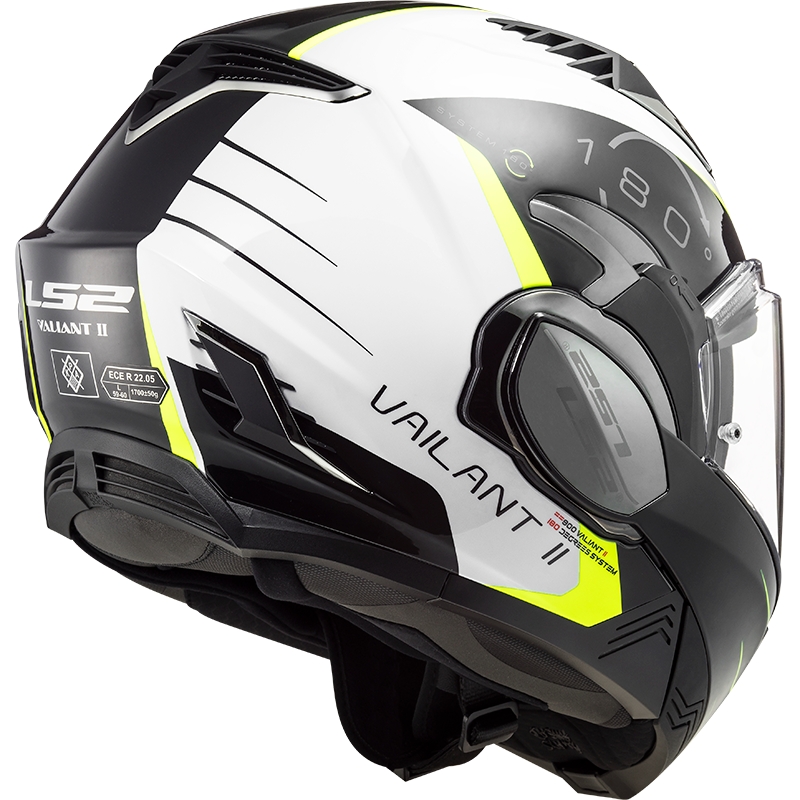 Casco moto pieghevole LS2 FF900 Valiant II Codex nero-giallo fluo-bianco