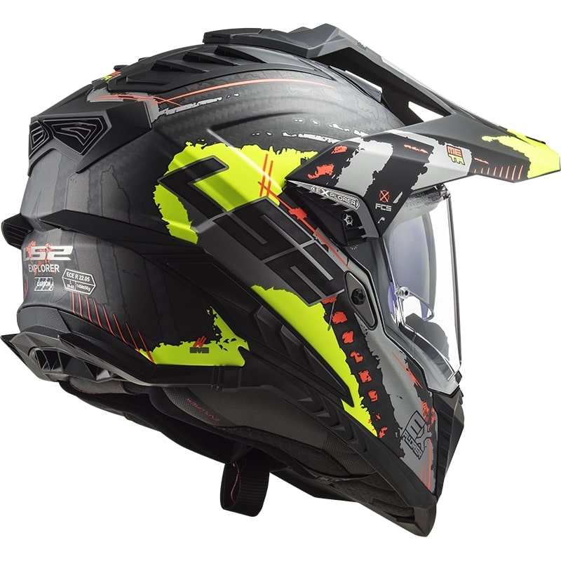 Casco Enduro LS2 MX701 Explorer C Extend nero-grigio-giallo fluo