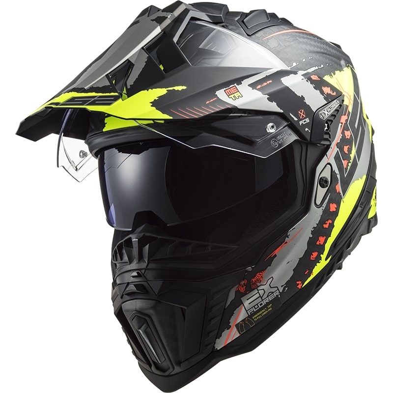 Casco Enduro LS2 MX701 Explorer C Extend nero-grigio-giallo fluo