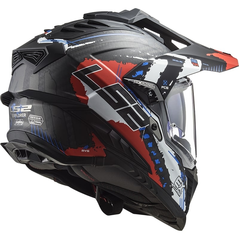 Casco Enduro LS2 MX701 Explorer C Extend nero-blu-rosso