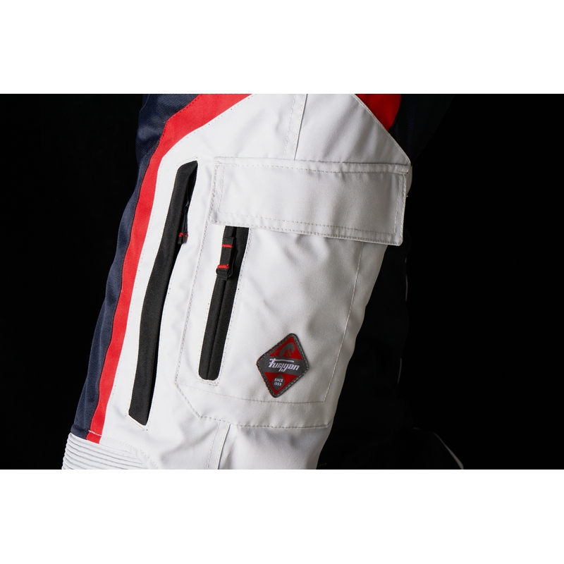 Pantaloni moto Furygan Apalaches nero-rosso-bianco-blu Saldi