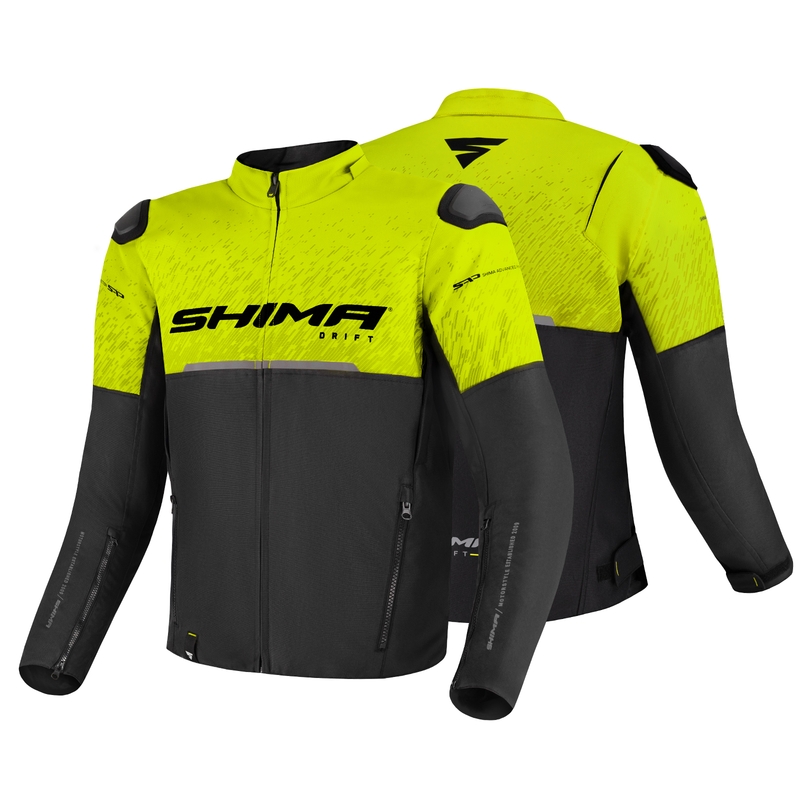 Giacca da moto Shima Drift nero-giallo fluo