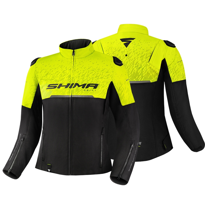 Giacca da moto da donna Shima Drift nero-giallo fluo