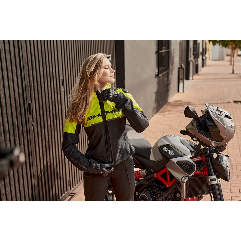 Giacca da moto da donna Shima Drift nero-giallo fluo