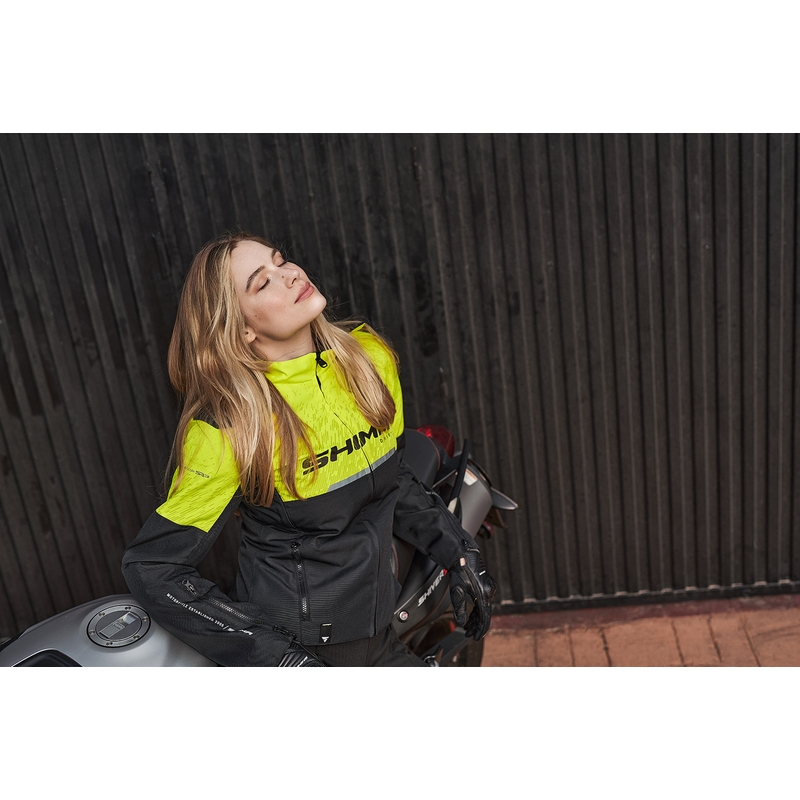 Giacca da moto da donna Shima Drift nero-giallo fluo