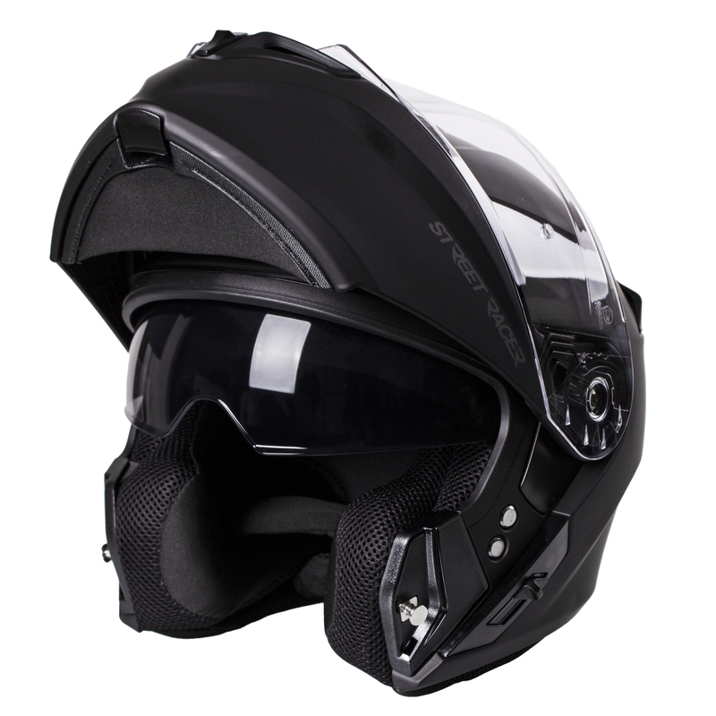 Casco moto Street Racer Ranger nero opaco ribaltabile