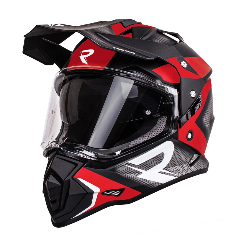 Casco Enduro Street Racer Tracker nero-rosso