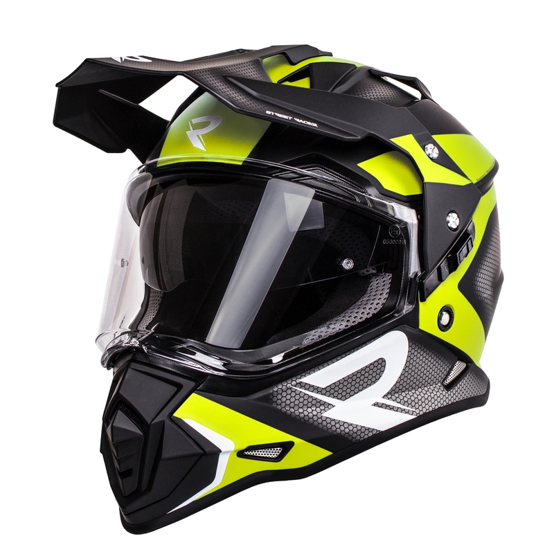 Casco enduro Street Racer Tracker nero-giallo fluo