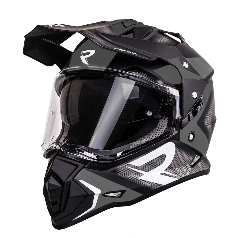 Casco enduro Street Racer Tracker nero-grigio