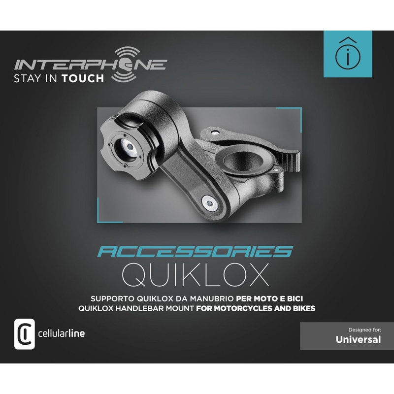 Interphone Quiklox attacco manubrio a sgancio rapido nero