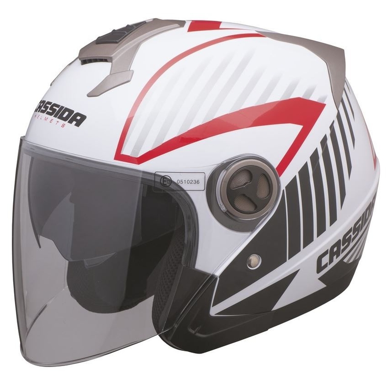 Casco da moto Cassida Magnum nero-bianco-rosso