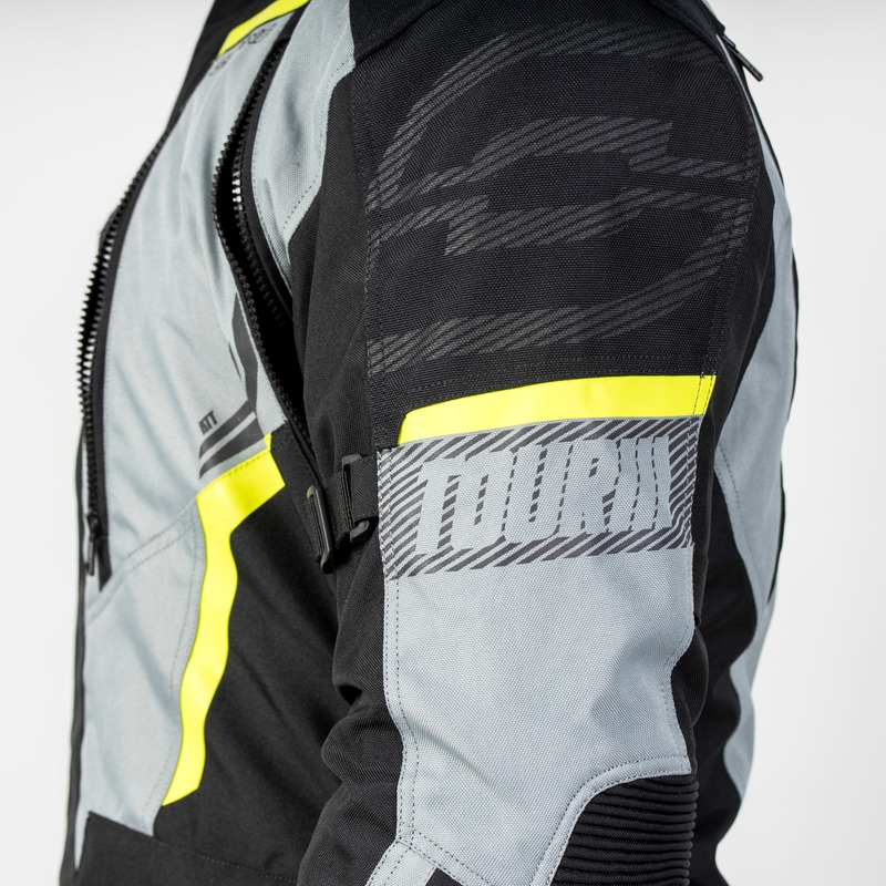 Giacca da moto Ozone Tour III nero-grigio-giallo fluo