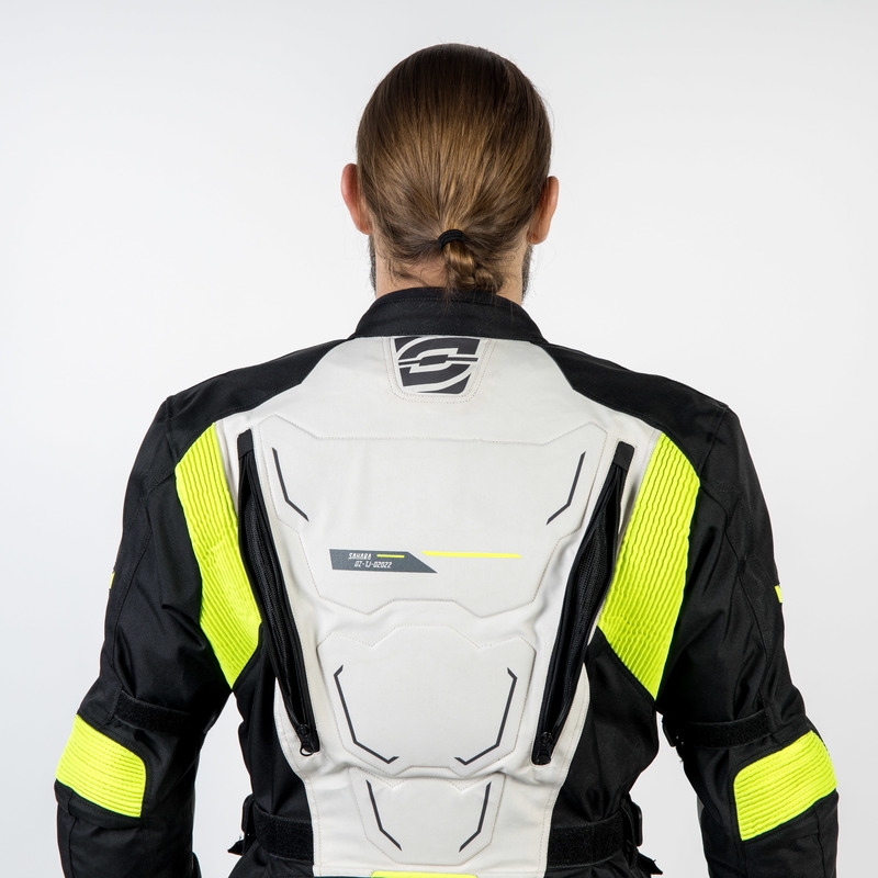 Giacca da moto Ozone Sahara nero-grigio-giallo fluo Saldi