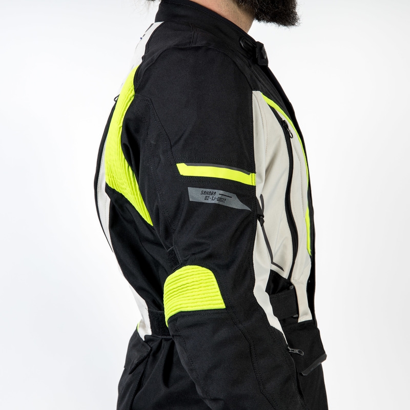 Giacca da moto Ozone Sahara nero-grigio-giallo fluo Saldi