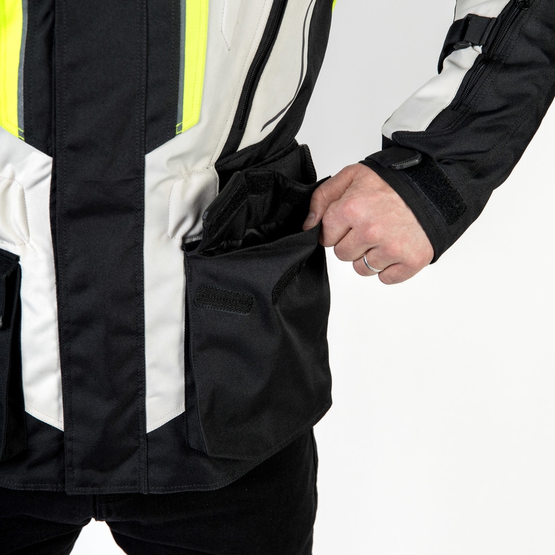 Giacca da moto Ozone Sahara nero-grigio-giallo fluo Saldi